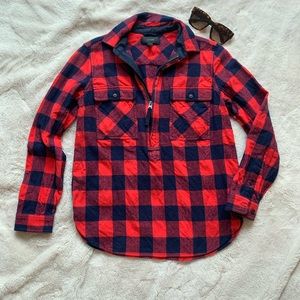 J Crew Half Zip Flannel
